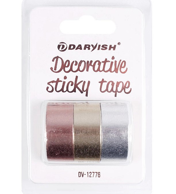 Лента декоративная липкая 'Darvish', 15 мм х 3 м, (3 шт;уп), DV-12776