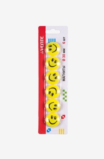Магнит для доски офисной deVENTE.Smile, 30 мм, (6 шт;уп), 6021501