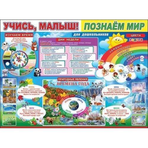 Плакат А2 ,'Учись,малыш!Познаем мир', 440х595 мм, 0800540