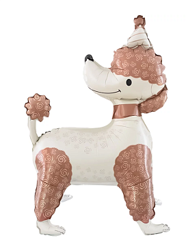 Шар 3D (33''/84 см) Пудель в колпачке, Коричневый, 1 шт. в уп. 26601