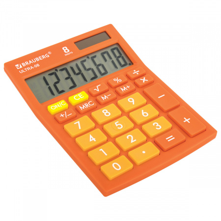 Калькулятор настольный BRAUBERG ULTRA-08-RG (Цвет: оранжевый) 8 разряд. 154 х 115 мм. арт. 250511