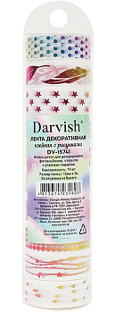 Лента декоративная клейкая с рисунками 15мм*2м 10шт в наборе DV-15741