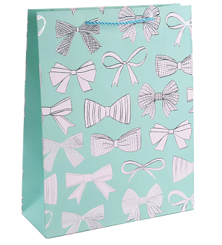 Пакет подарочный, Бантики, Металлик, 210гр, 14х12х6 см, 504774
