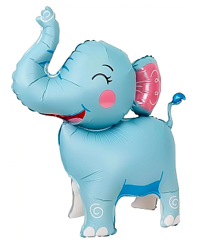 Шар (25''/64 см) Фигура 3D, Слоник, Голубой, Сатин, 1 шт. в уп. 26861